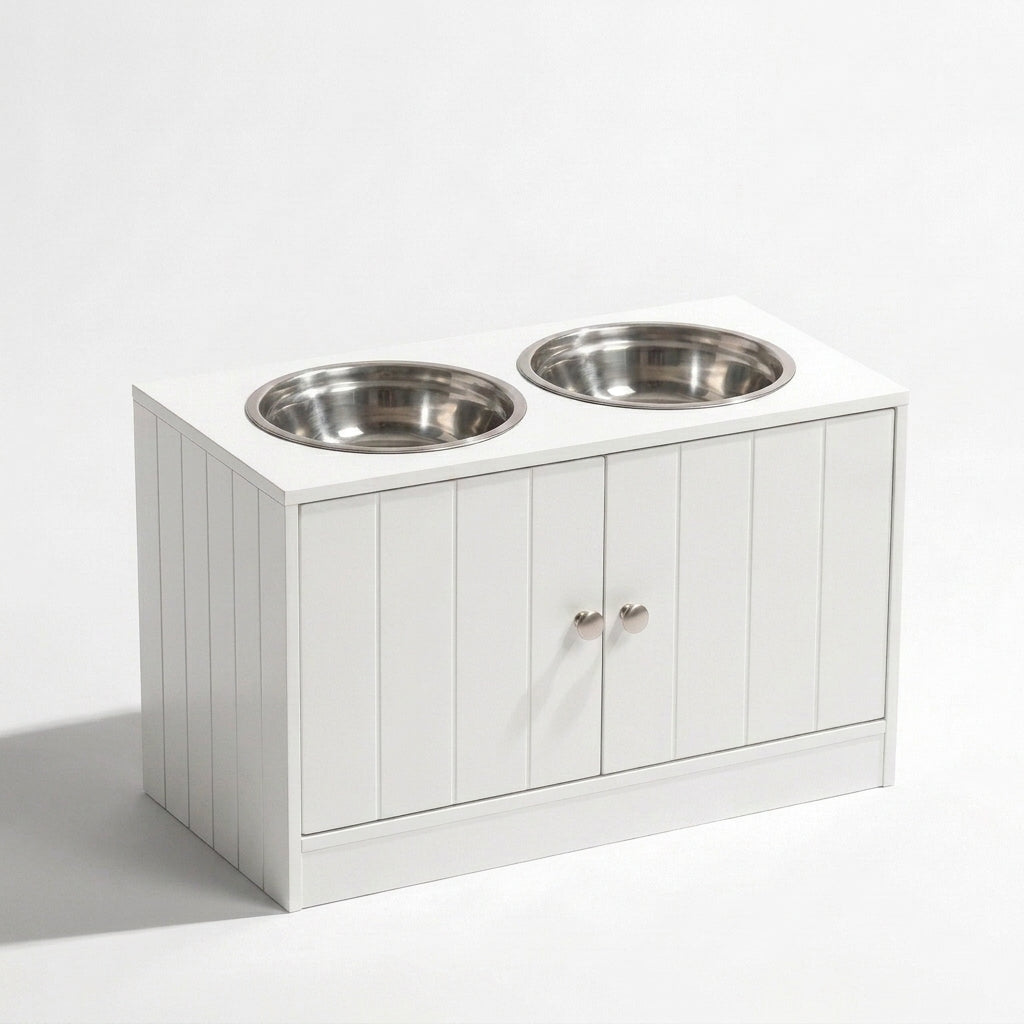 Elevated Pet Feeding Station with Storage