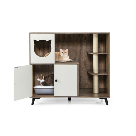 Cat Litter Cabinet with Scratching Post